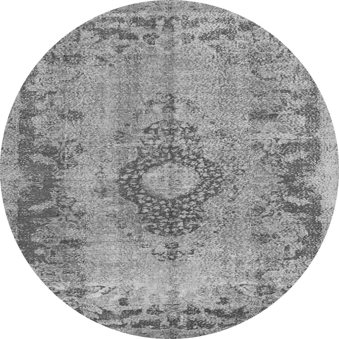 Machine Washable Medallion Gray Traditional Rug, wshtr3312gry