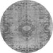 Machine Washable Medallion Gray Traditional Rug, wshtr3312gry