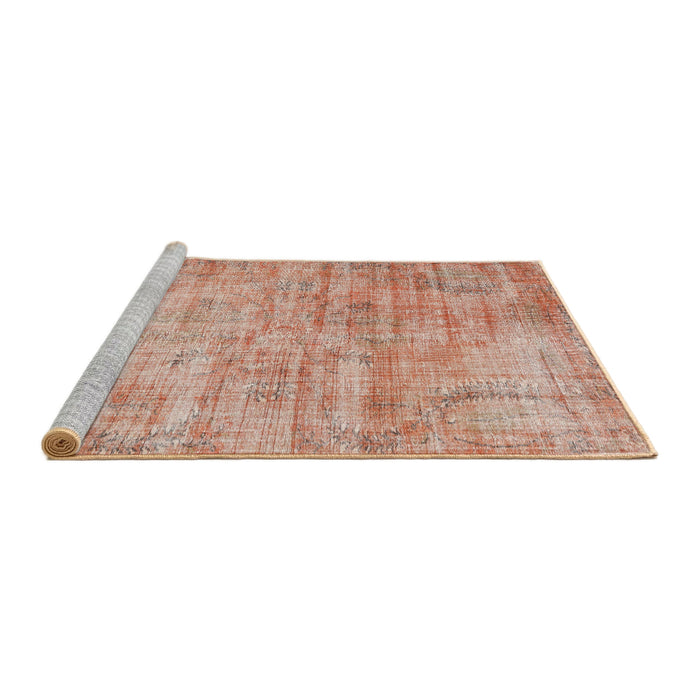 Sideview of Machine Washable Traditional Orange Rug, wshtr3313