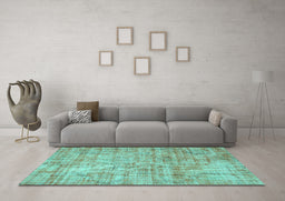 Machine Washable Persian Turquoise Traditional Area Rugs in a Living Room,, wshtr3313turq
