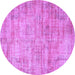 Round Machine Washable Persian Purple Traditional Area Rugs, wshtr3313pur