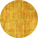 Round Machine Washable Persian Yellow Traditional Rug, wshtr3313yw