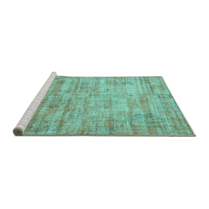 Sideview of Machine Washable Persian Turquoise Traditional Area Rugs, wshtr3313turq