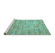 Sideview of Machine Washable Persian Turquoise Traditional Area Rugs, wshtr3313turq