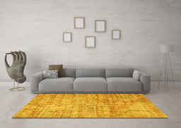 Machine Washable Persian Yellow Traditional Rug in a Living Room, wshtr3313yw