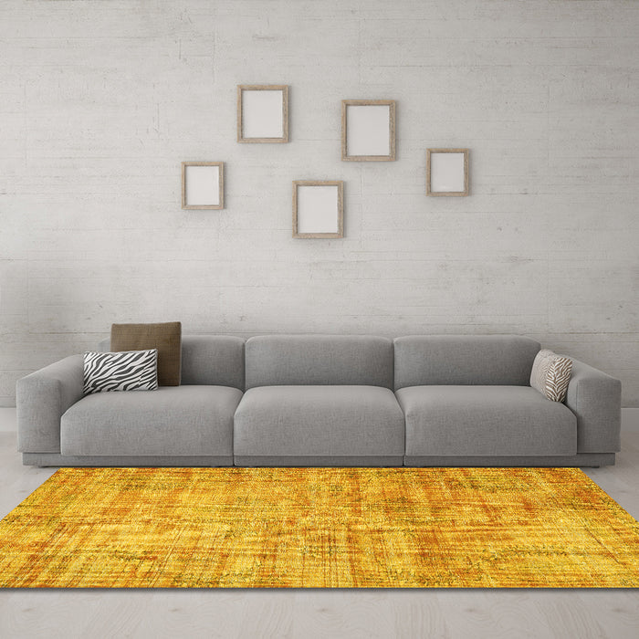 Machine Washable Persian Yellow Traditional Rug in a Living Room, wshtr3313yw