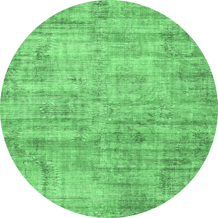 Round Persian Emerald Green Traditional Rug, tr3313emgrn