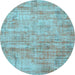 Round Persian Light Blue Traditional Rug, tr3313lblu