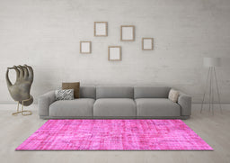Machine Washable Persian Pink Traditional Rug in a Living Room, wshtr3313pnk
