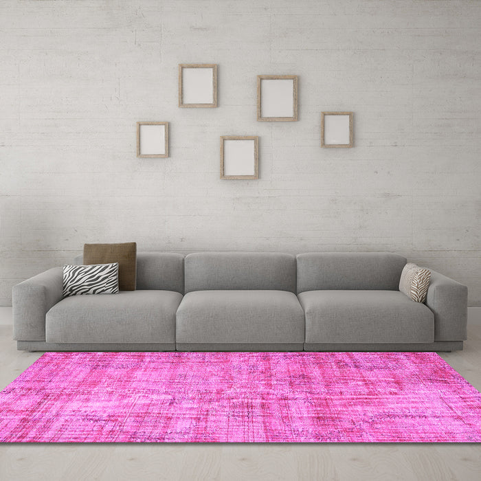 Machine Washable Persian Pink Traditional Rug in a Living Room, wshtr3313pnk