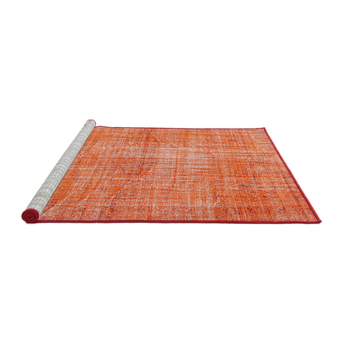Sideview of Machine Washable Traditional Coral Orange Rug, wshtr3314