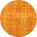 Round Persian Yellow Traditional Rug, tr3314yw