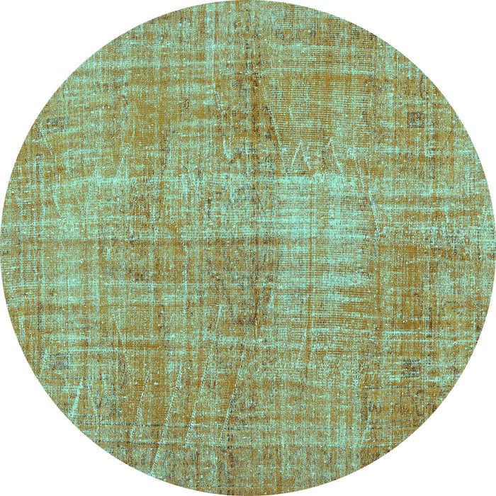 Round Persian Turquoise Traditional Rug, tr3314turq