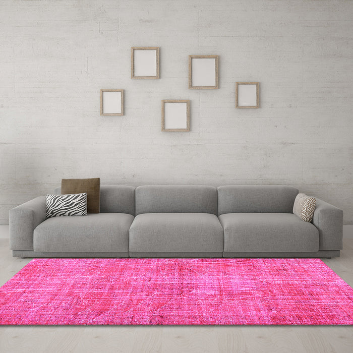 Machine Washable Persian Pink Traditional Rug in a Living Room, wshtr3314pnk