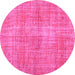 Round Machine Washable Persian Pink Traditional Rug, wshtr3314pnk