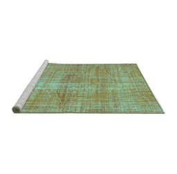 Sideview of Machine Washable Persian Turquoise Traditional Area Rugs, wshtr3314turq