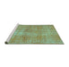 Sideview of Machine Washable Persian Turquoise Traditional Area Rugs, wshtr3314turq