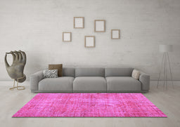 Machine Washable Persian Purple Traditional Area Rugs in a Living Room, wshtr3314pur