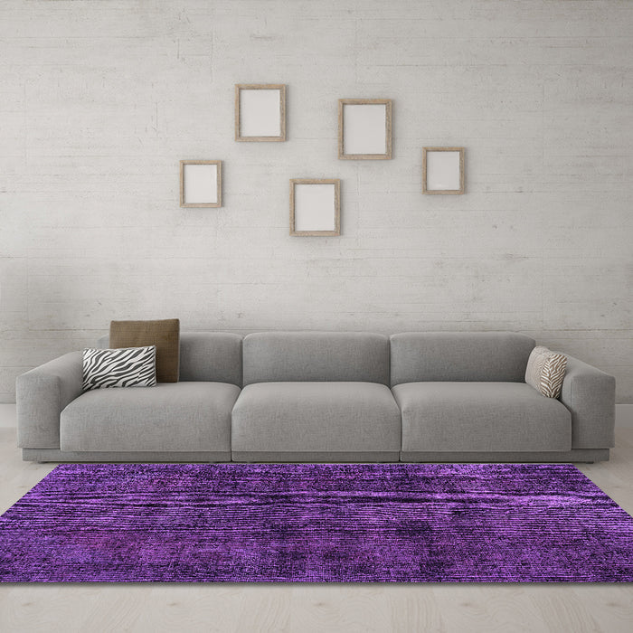 Machine Washable Persian Purple Bohemian Area Rugs in a Living Room, wshtr3315pur