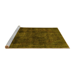 Sideview of Machine Washable Persian Yellow Bohemian Rug, wshtr3315yw