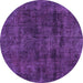 Round Machine Washable Persian Purple Bohemian Area Rugs, wshtr3315pur