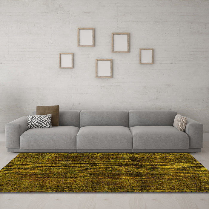 Machine Washable Persian Yellow Bohemian Rug in a Living Room, wshtr3315yw