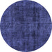 Round Machine Washable Persian Blue Bohemian Rug, wshtr3315blu