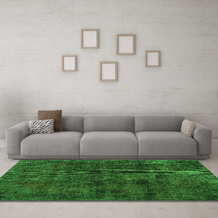 Machine Washable Persian Green Bohemian Area Rugs in a Living Room,, wshtr3315grn