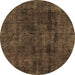 Round Persian Brown Bohemian Rug, tr3315brn