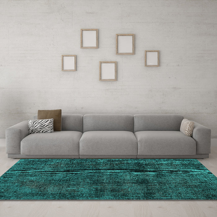 Machine Washable Persian Turquoise Bohemian Area Rugs in a Living Room,, wshtr3315turq