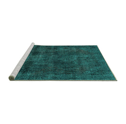 Sideview of Machine Washable Persian Turquoise Bohemian Area Rugs, wshtr3315turq