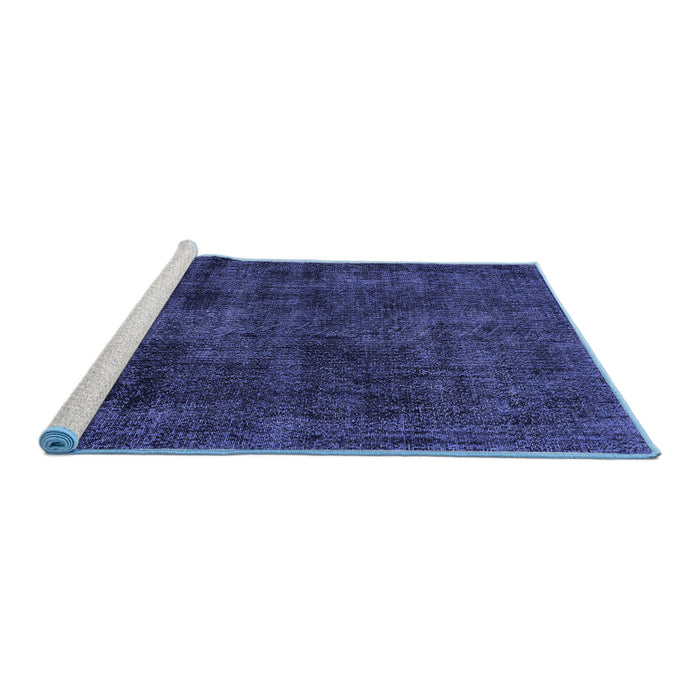 Sideview of Machine Washable Persian Blue Bohemian Rug, wshtr3315blu