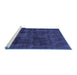 Sideview of Machine Washable Persian Blue Bohemian Rug, wshtr3315blu