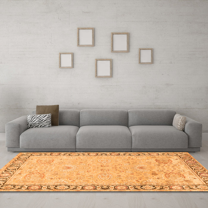 Machine Washable Persian Orange Traditional Area Rugs in a Living Room, wshtr3316org