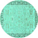 Round Persian Turquoise Traditional Rug, tr3316turq