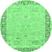 Round Persian Emerald Green Traditional Rug, tr3316emgrn