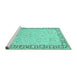 Sideview of Machine Washable Persian Turquoise Traditional Area Rugs, wshtr3316turq