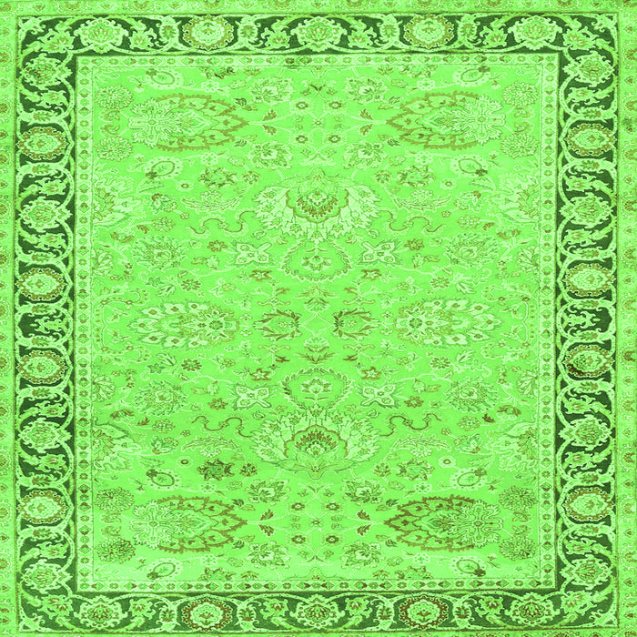 Round Machine Washable Persian Green Traditional Area Rugs, wshtr3316grn