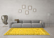 Machine Washable Persian Yellow Traditional Rug in a Living Room, wshtr3316yw