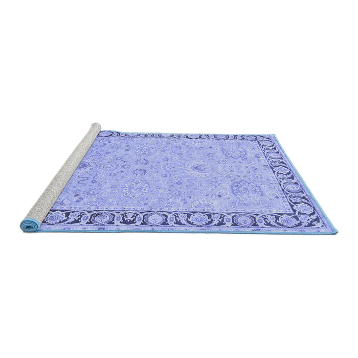 Sideview of Machine Washable Persian Blue Traditional Rug, wshtr3316blu