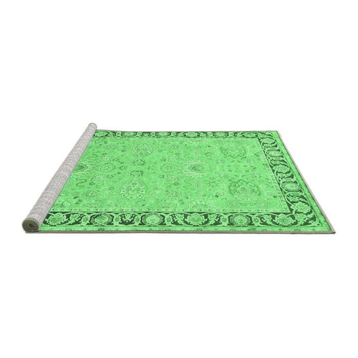 Sideview of Machine Washable Persian Emerald Green Traditional Area Rugs, wshtr3316emgrn