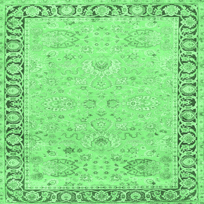 Square Machine Washable Persian Emerald Green Traditional Area Rugs, wshtr3316emgrn