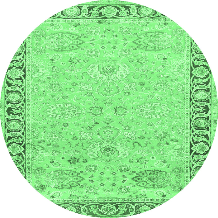 Round Machine Washable Persian Emerald Green Traditional Area Rugs, wshtr3316emgrn