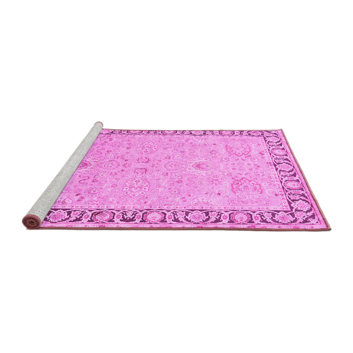 Sideview of Machine Washable Persian Pink Traditional Rug, wshtr3316pnk
