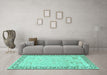 Machine Washable Persian Turquoise Traditional Area Rugs in a Living Room,, wshtr3316turq