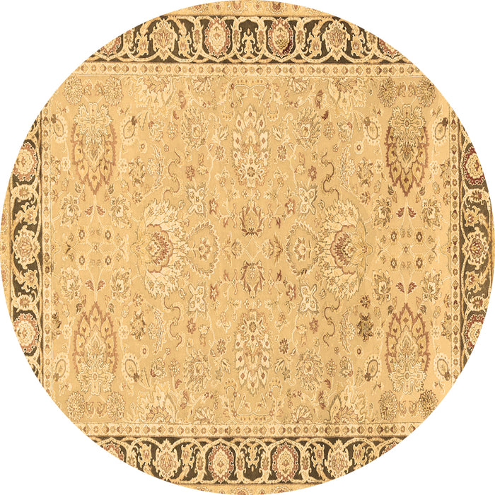 Round Persian Brown Traditional Rug, tr3316brn