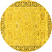 Round Persian Yellow Traditional Rug, tr3316yw