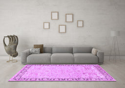 Machine Washable Persian Purple Traditional Area Rugs in a Living Room, wshtr3316pur