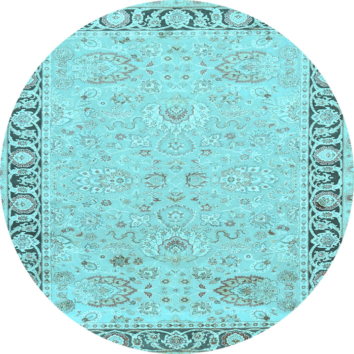 Round Machine Washable Persian Light Blue Traditional Rug, wshtr3316lblu