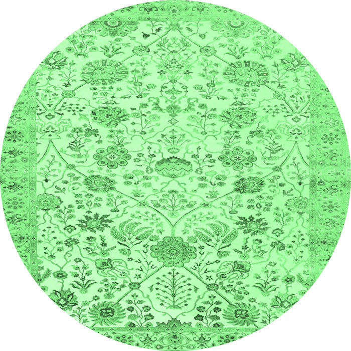 Round Machine Washable Persian Emerald Green Traditional Area Rugs, wshtr3317emgrn